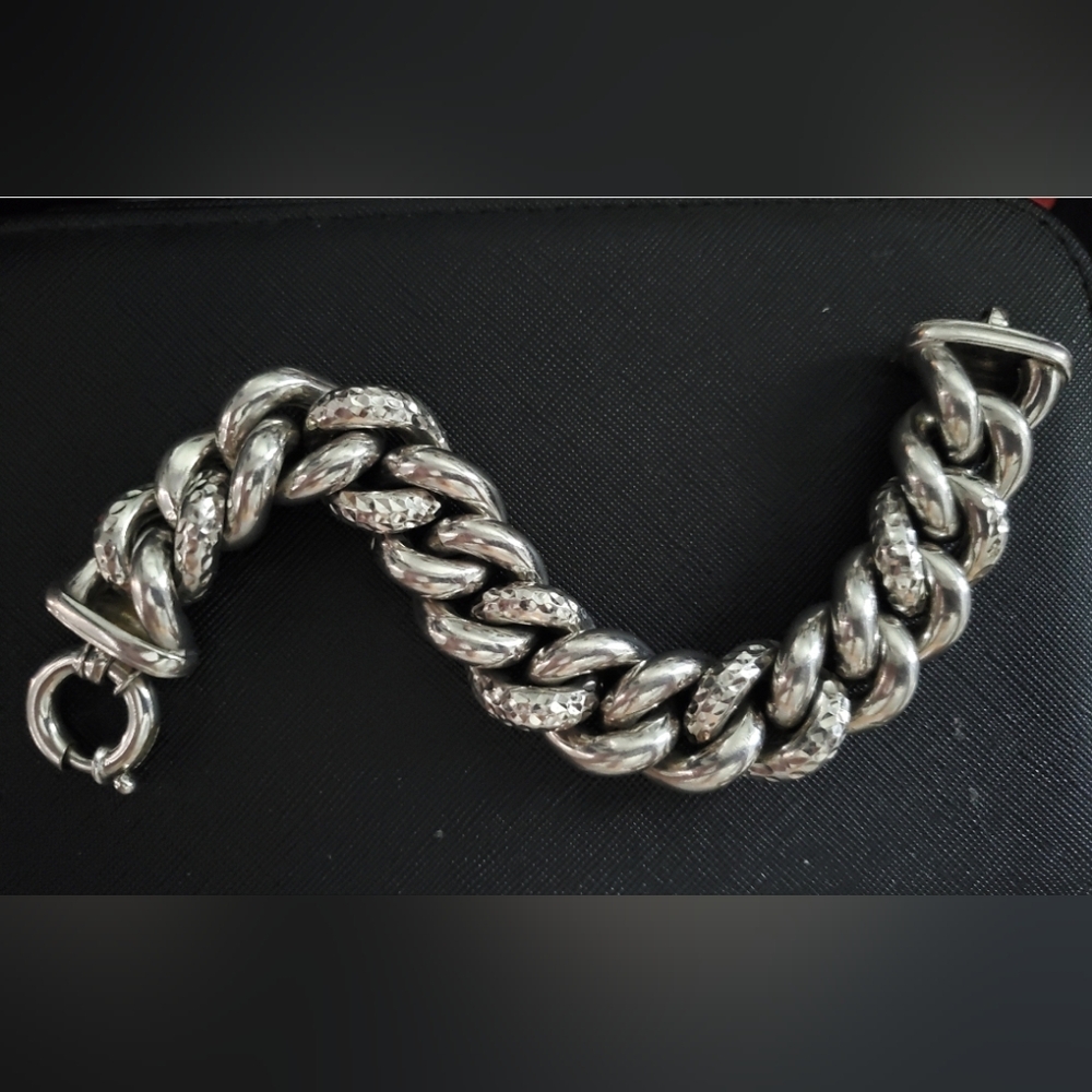 Silver Cuban Link Chain Bracelet